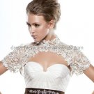 Ivory White Lace High-neck Short Sleeves Bridal Jacket Vest Shawl Wedding Dress Bolero Jacket J16
