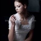 Ivory White Lace Short Sleeves Bridal Jacket Vest Shawl Wedding Dress Bolero Jacket J21