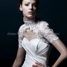 Ivory White Lace High-neck Short Sleeves Bridal Jacket Vest Shawl Wedding Dress Bolero Jacket J22