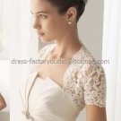 Ivory White Lace Short Sleeves Bridal Jacket Vest Shawl Wedding Dress Bolero Jacket J39