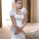 Ivory White Lace Short Sleeves Bridal Jacket Vest Shawl Wedding Dress Bolero Jacket J40