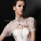 Ivory White Organza Short Sleeves Bridal Jacket Vest Shawl Wedding Dress Bolero Jacket J20