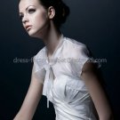 Ivory White Organza Short Sleeves Bridal Jacket Vest Shawl Wedding Dress Bolero Jacket J23