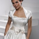Ivory White Satin Cap Sleeves Bridal Vest Shawl Wedding Bolero Jacket J34