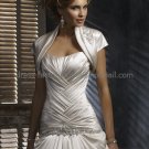 Champagne Satin Cap Sleeves Bridal Vest Shawl Wedding Bolero Jacket J37