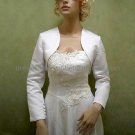 Custom Stock White Satin Long Sleeves Bridal Vest Shawl Wedding Evening Dress Bolero Jacket J28