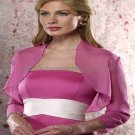 Custom Stock Fuchsia Chiffon Long Sleeves Bridal Vest Shawl Wedding Evening Dress Bolero Jacket J56