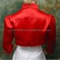 Custom Stock Red Satin 3/4 Long Sleeves Bridal Vest Shawl Wedding Evening Dress Bolero Jacket J66
