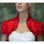 Ivory White Red Blue Green Satin Short Sleeves Bridal Vest Shawl Wedding Bolero Jacket J30