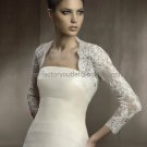 Ivory White Lace Bridal Dress Vest Shawl Jacket 3/4 Sleeves Wedding Dress Bolero Jacket Size J62