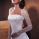 Ivory White Lace Bridal Dress Vest Shawl Jacket 3/4 Sleeves Wedding Dress Bolero Jacket Size J63