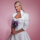 Ivory White Satin Bridal Dress Vest Shawl Jacket Mid Sleeves Wedding Dress Bolero Jacket Size J26