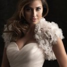 Ivory Champagne White Chiffon Floral Bridal Shawl Short Vest Wedding Dress Bolero Jacket J70