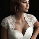 Ivory White Lace Bridal Dress Jacket Short Sleeves Wedding Dress Bolero Jacket Size 8-16