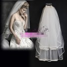 2 Tier Satin Edge Ruffles Tulle Short Wedding Veil 1X1.5 M Bridal Dress Veil