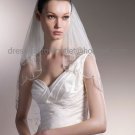 2 Tiers Beads Tulle Short Wedding Veil 1X1.5 M Bridal Dress Veil V5