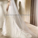 2 Tiers Wide Tulle Satin Edge Wedding Veil 2.8X1.5 M Long Cathedral Bridal Veil  VL222