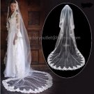 1 Tier Wide Tulle Lace Ruffle Wedding Veil 2.8X1.5 M Long Cathedral Bridal Veil  VL1A