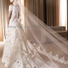 1 Tier Wide Tulle Lace Ruffle Wedding Veil 2.8X1.5 M Long Cathedral Bridal Veil  VL28