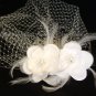 2 Roses White Ivory Tulle Feather Short Wedding Veil Bridal Dress Birdcage Veil BV03