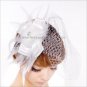 1 Satin Feather Flower White Ivory Black Tulle Short Wedding Veil Bridal Dress Birdcage Veil V41