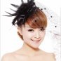 1 Satin Feather Flower White Ivory Black Tulle Short Wedding Veil Bridal Dress Birdcage Veil V41