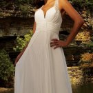 2012 Corss Back Chiffon Empire Waist Bridal Gown White Beading A-line Wedding Dress