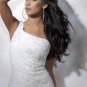 2012 Sexy One Shoulder Chiffon Lace Bridal Gown White Beading Front Slit A-line Wedding Dress
