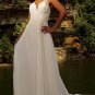 2012 Corss Back Chiffon Empire Waist Bridal Gown White Beading A-line Wedding Dress