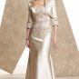Free Jacket Evening Dress A-line Champagne Satin Prom Dress Mother of the Bride Groom Dress
