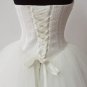 A-line Strapless White Tulle Wedding Dress Custom Satin Tulle Beaded Bridal Ball Gown S06