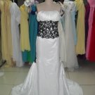 Strapless Bridal Gown White Taffeta Black Applique / Embroidery Beading Mermaid Wedding Dress