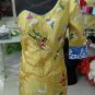Gold Satin Embroidery China Dragon Robe One Shoulder Short Sleeve Evening Dress Imperial Prom Dress