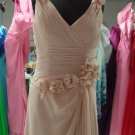 V-neck Prom Dress Pink Chiffon Long Mother of the Bride Dress Long Draped Rullfes Evening Dress