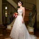 Discount  Lace Applique Bridal Gown Strapless Ivory White A-line Champagne SASH Wedding Dress
