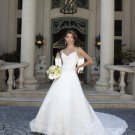 Discount  Lace Embroidery Bridal GownThin Straps Ivory White A-line V-neck Wedding Dress