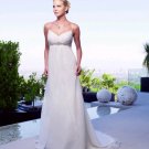 White Ivory Chiffon Empire Waist Bridal Evening Dress Spaghetti Straps Long Maternity Wedding Dress