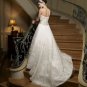 Discount  Lace Applique Bridal Gown Strapless Ivory White A-line Champagne SASH Wedding Dress