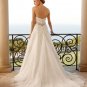 Discount  Lace Applique Bridal Gown Strapless Ivory White A-line Beaded Champagne SASH Wedding Dress