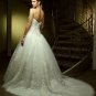 Discount Silver Lace Applique Bridal Gown Spaghetti Straps Ivory White A-line Wedding Dress