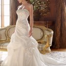 A-line Bridal Ball Gown StraplessLace Applique Taffeta Ivory White Wedding Dress W254