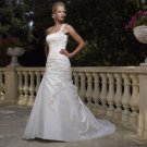 A-line Bridal Ball GownOne Shoulder Applique Taffeta Ivory White Wedding Dress W261