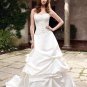 A-line Bridal Ball Gown Strapless Lace Pleaded Satin Ivory White Wedding Dress W265