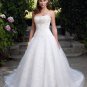 A-line Bridal Ball Gown Strapless Embroidery Lace Applique Tulle Ivory White Wedding Dress W278