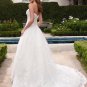 A-line Bridal Ball Gown Strapless Lace Applique Organza Ivory White Wedding Dress W284