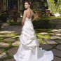 A-line Bridal Ball Gown Pleaed Strapless Satin Simple Ivory White Wedding Dress W287