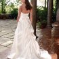 A-line Bridal Ball Gown Strapless Champagne Satin Free Jeweled Sash Ivory White Wedding Dress W285