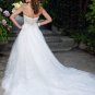A-line Bridal Ball Gown Strapless Embroidery Lace Applique Tulle Ivory White Wedding Dress W278