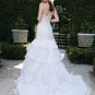 A-line Bridal Ball Gown Strapless Cascading Taffeta Ivory White Cheap Wedding Dress W277