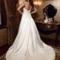 A-line Bridal Ball Gown Strapless Embroidery Applique Satin Ivory White Wedding Dress W275